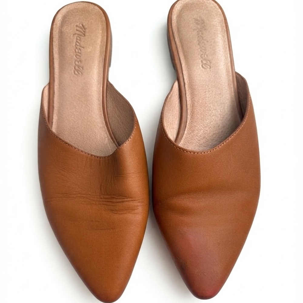 Madewell The Emilia Leather Mule Flat Shoes - English Saddle Brown Size 9.5